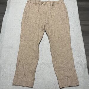 Banana Republic Dress Pants Mens 36x27 Brown Linen Blend Stretch Trousers